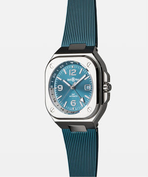 Bell & Ross 柏萊士 BR-05 GMT 兩地時區 Sky Blue Rubber 天空藍機械腕錶 41mm BR05G-PB-ST/SRB