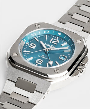 Bell & Ross 柏萊士 BR-05 GMT 兩地時區 Sky Blue 天空藍機械腕錶 41mm BR05G-PB-ST/SST