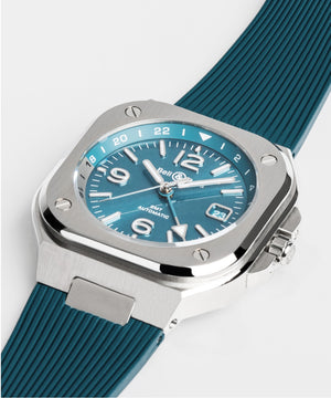 Bell & Ross 柏萊士 BR-05 GMT 兩地時區 Sky Blue Rubber 天空藍機械腕錶 41mm BR05G-PB-ST/SRB