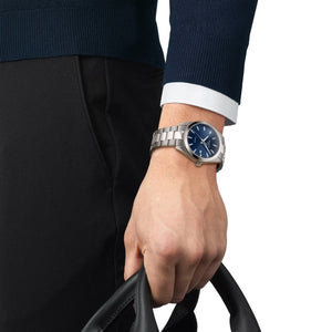 TISSOT 天梭 Gentleman 紳士系列  輕量鈦金屬藍面石英腕錶 40mm T127.410.44.041.00 - 新萬國鐘錶