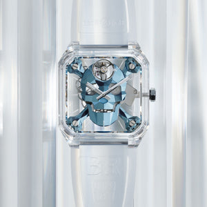 Bell & Ross 柏萊士 BR 01 CYBER SKULL SAPPHIRE Ice Blue 冰藍水晶骷顱 - 新萬國鐘錶