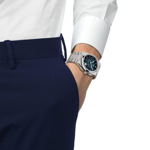 TISSOT 天梭 PRX 系列自動款70年代計時機械錶藍色漸層面盤快拆鋼帶 42mm T1374271104101