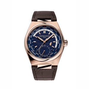 Frederique Constant 康斯登 HIGHLIFE 自製機芯世界時區18k玫瑰金台灣限定腕錶藍 41mm