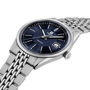 TISSOT 天梭 Visodate系列80小時抗磁鈦游絲復古機械腕錶 39mm T1574071104100 - 新萬國鐘錶
