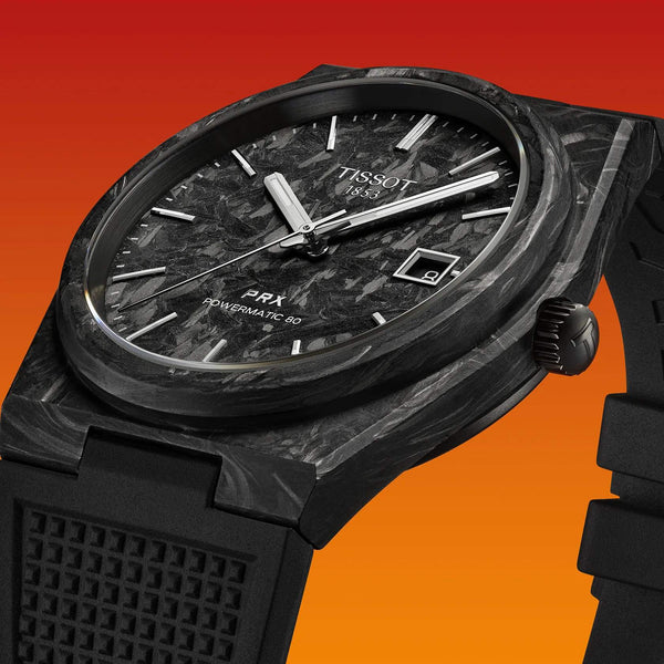 TISSOT 天梭 PRX 系列80小時自動款 Carbon 鍛造碳纖維機械腕錶 40mm T1379079720100