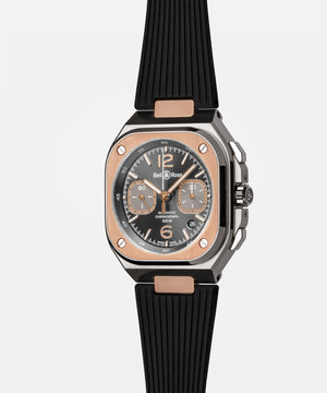 Bell & Ross 柏萊士 BR-05 CHRONO GREY STEEL & GOLD Rubber 不鏽鋼18k玫瑰金計時腕錶 42mm BR05C-RTH-STPG/SRB