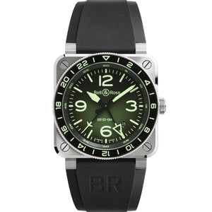 Bell & Ross 柏萊士 BR-03 GMT Green Lum 兩地時區漸變綠面盤不鏽鋼自動機械腕錶 42mm BR0393-GN-ST/SRB - 新萬國鐘錶