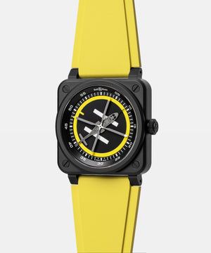 Bell & Ross 柏萊士 BR-03 Helipad 直升機旋翼陶瓷自動機械腕錶 41mm BR03A-HE-CE/SRB