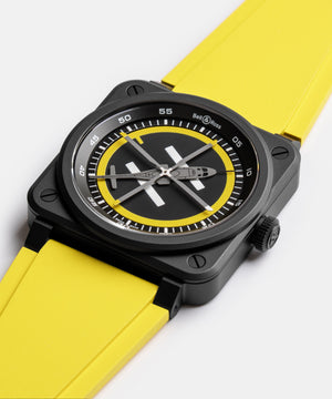 Bell & Ross 柏萊士 BR-03 Helipad 直升機旋翼陶瓷自動機械腕錶 41mm BR03A-HE-CE/SRB