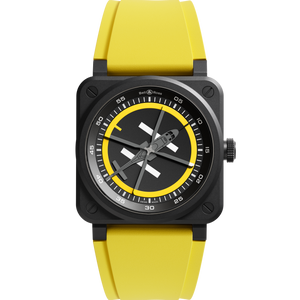 Bell & Ross 柏萊士 BR-03 Helipad 直升機旋翼陶瓷自動機械腕錶 41mm BR03A-HE-CE/SRB - 新萬國鐘錶