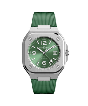 Bell & Ross 柏萊士 BR-05 GMT 兩地時區 Green Steel Rubber 鼠尾草綠機械腕錶 41mm BR05G-GN-ST/SRB