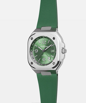 Bell & Ross 柏萊士 BR-05 GMT 兩地時區 Green Steel Rubber 鼠尾草綠機械腕錶 41mm BR05G-GN-ST/SRB