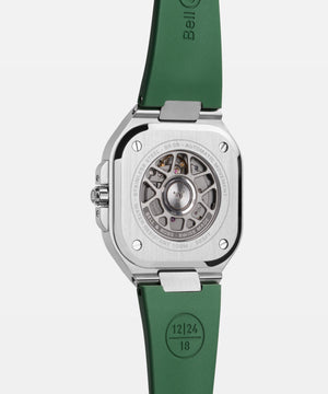 Bell & Ross 柏萊士 BR-05 GMT 兩地時區 Green Steel Rubber 鼠尾草綠機械腕錶 41mm BR05G-GN-ST/SRB
