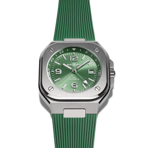 Bell & Ross 柏萊士 BR-05 GMT 兩地時區 Green Steel Rubber 鼠尾草綠機械腕錶 41mm BR05G-GN-ST/SRB