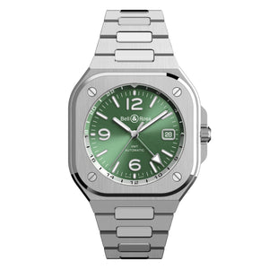 Bell & Ross 柏萊士 BR-05 GMT 兩地時區 Green Steel 鼠尾草綠機械腕錶 41mm BR05G-GN-ST/SST