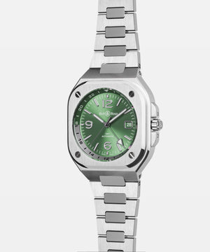 Bell & Ross 柏萊士 BR-05 GMT 兩地時區 Green Steel 鼠尾草綠機械腕錶 41mm BR05G-GN-ST/SST