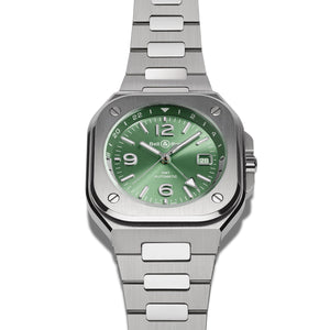 Bell & Ross 柏萊士 BR-05 GMT 兩地時區 Green Steel 鼠尾草綠機械腕錶 41mm BR05G-GN-ST/SST