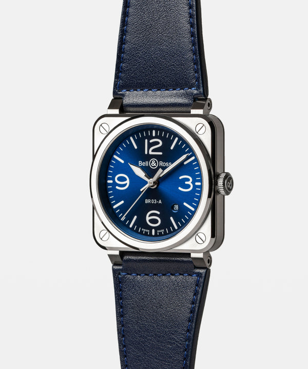 Bell & Ross 柏萊士 BR 03 BLUE STEEL 不鏽鋼自動腕錶 41mm