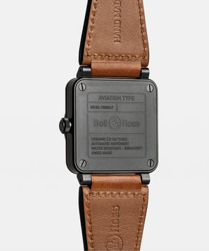 Bell & Ross 柏萊士 BR-03 HERITAGE 黑色陶瓷自動腕錶 41mm BR03A-HER-CE/SCA