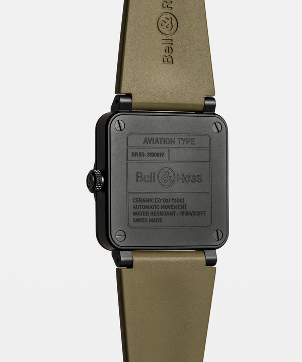 Bell & Ross 柏萊士 BR 03 MILITARY CERAMIC 卡其黑色陶瓷自動腕錶 41mm
