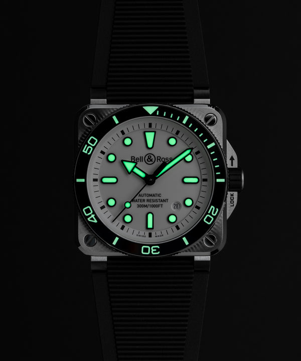 Bell & Ross 柏萊士 BR 03 Diver WHITE STEEL 300米潛水自動腕錶 42mm