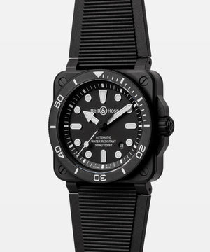 Bell & Ross 柏萊士 BR-03 DIVER BLACK MATTE CERAMIC 陶瓷300米潛水自動腕錶 42mm BR03A-D-BL-CE/SRB