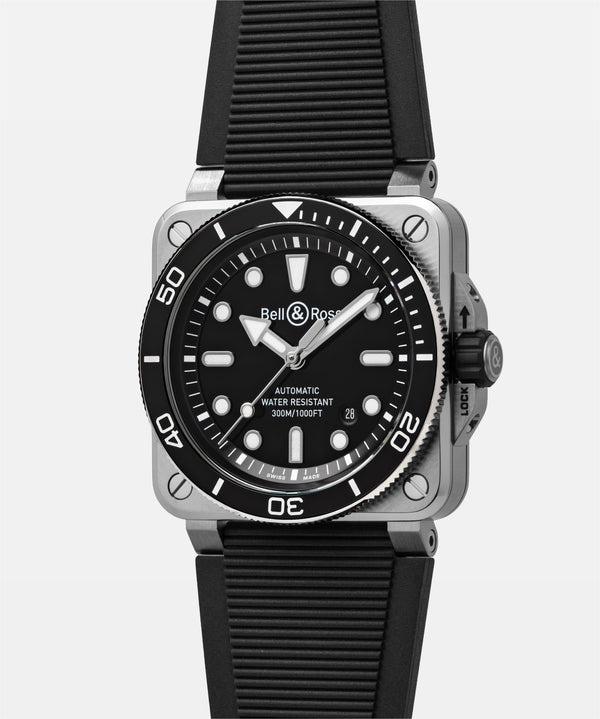 Bell & Ross 柏萊士 BR 03 Diver BLACK STEEL 300米潛水自動腕錶 42mm