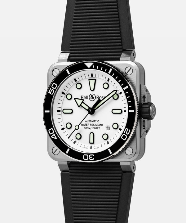 Bell & Ross 柏萊士 BR 03 Diver WHITE STEEL 300米潛水自動腕錶 42mm
