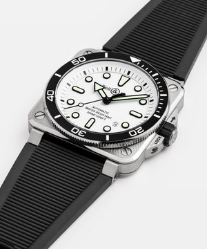 Bell & Ross 柏萊士 BR-03 Diver WHITE STEEL 300米潛水自動腕錶 42mm BR03A-D-WH-ST/SRB