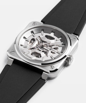 Bell & Ross 柏萊士 BR-03 Skeleton Grey Steel 鏤空不鏽鋼自動限量腕錶 41mm BR03A-GR-SKST/SRB