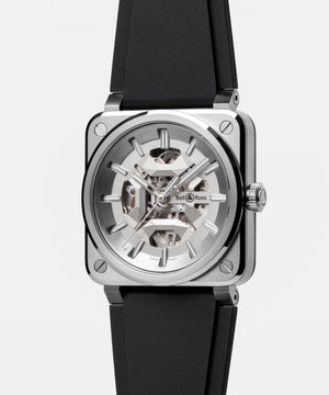 Bell & Ross 柏萊士 BR-03 Skeleton Grey Steel 鏤空不鏽鋼自動限量腕錶 41mm BR03A-GR-SKST/SRB