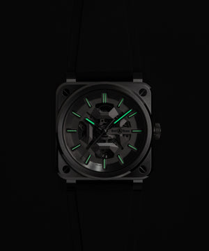 Bell & Ross 柏萊士 BR-03 Skeleton Grey Steel 鏤空不鏽鋼自動限量腕錶 41mm BR03A-GR-SKST/SRB