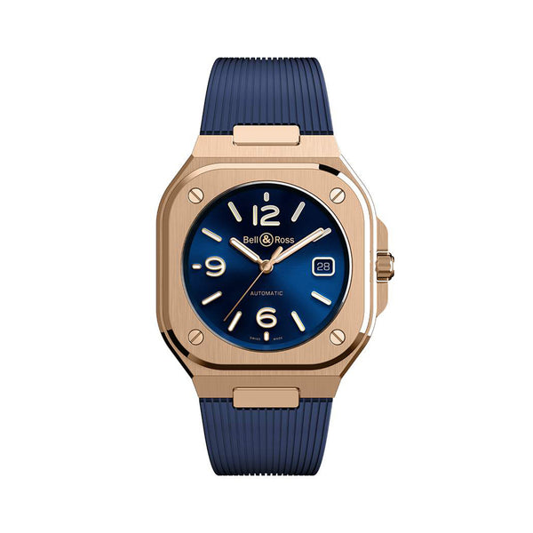 Bell & Ross 柏萊士 BR-05 Blue Gold 18k玫瑰金機械腕錶 40mm BR05A-BLU-PG/SRB