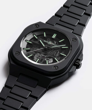 Bell & Ross 柏萊士 BR-05 SKELETON BLACK LUM CERAMIC 黑色陶瓷夜光鏤空腕錶 41mm BR05A-BLM-SKCE/SCE