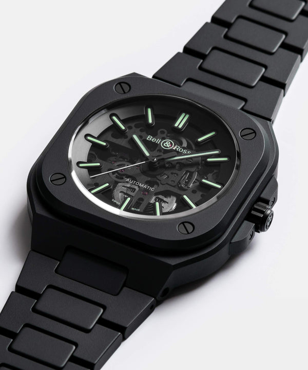 Bell & Ross 柏萊士 BR 05 SKELETON BLACK LUM CERAMIC 黑色陶瓷夜光鏤空腕錶 41mm