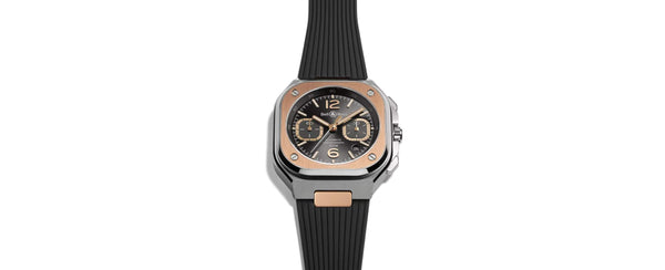 Bell & Ross 柏萊士 BR 05 CHRONO GREY STEEL & GOLD Rubber 不鏽鋼18k玫瑰金計時腕錶 42mm