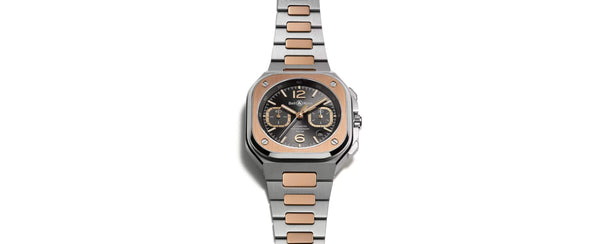 Bell & Ross 柏萊士 BR 05 CHRONO GREY STEEL & GOLD 不鏽鋼18k玫瑰金計時腕錶 42mm