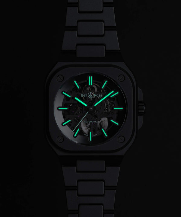 Bell & Ross 柏萊士 BR 05 SKELETON BLACK LUM CERAMIC 黑色陶瓷夜光鏤空腕錶 41mm