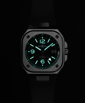 Bell & Ross 柏萊士 BR-05 GMT Black 兩地時區機械時尚腕錶 41mm BR05G-BL-ST/SRB