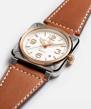 Bell & Ross 柏萊士 BR-03 White Steel & Gold 18K玫瑰金不銹鋼機械腕錶 41mm