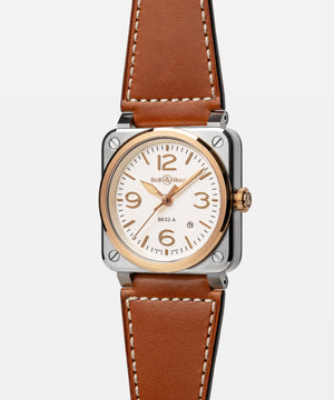 Bell & Ross 柏萊士 BR-03 White Steel & Gold 18K玫瑰金不銹鋼機械腕錶 41mm