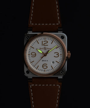 Bell & Ross 柏萊士 BR-03 White Steel & Gold 18K玫瑰金不銹鋼機械腕錶 41mm