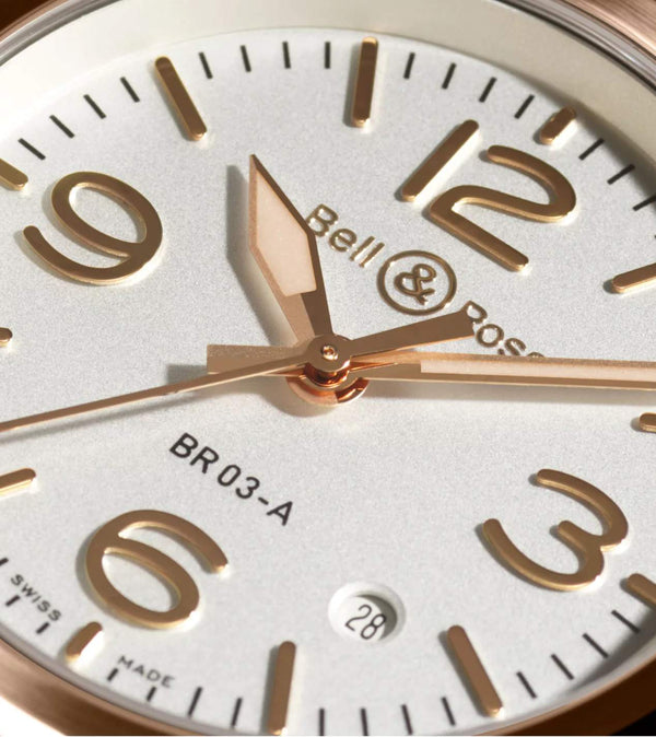Bell & Ross 柏萊士 BR 03 White Steel & Gold 18K玫瑰金不銹鋼機械腕錶 41mm