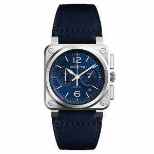 Bell & Ross 柏萊士 BR-03 Chrono Blue Steel 藍面計時機械腕錶 42mm BR0394-BLU-ST/SCA - 新萬國鐘錶