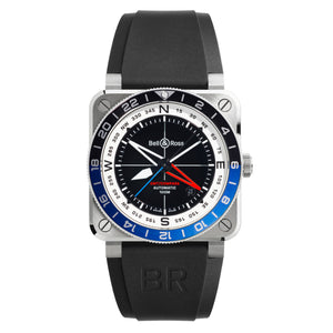 Bell & Ross 柏萊士 BR-03 GMT Compass 兩地時區指南針顯示機械腕錶 42mm BR0393-COM-ST/SRB