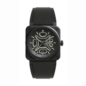 Bell & Ross 柏萊士 BR-03 Skeleton Lum Ceramic 夜光黑色鏤空陶瓷自動限量腕錶 41mm BR03A-LM-SKCE/SRB