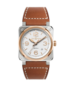 Bell & Ross 柏萊士 BR-03 White Steel & Gold 18K玫瑰金不銹鋼機械腕錶 41mm