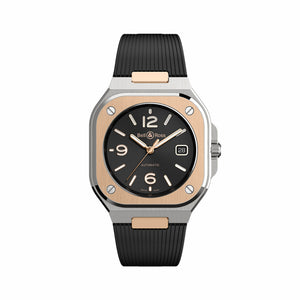 Bell & Ross 柏萊士 BR-05 BLACK STEEL & GOLD 18k玫瑰金及不銹鋼機械腕錶 40mm BR05A-BL-STPG/SRB