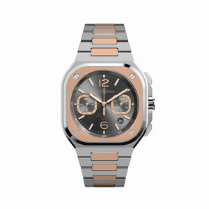 Bell & Ross 柏萊士 BR-05 CHRONO GREY STEEL & GOLD 不鏽鋼18k玫瑰金計時腕錶 42mm BR05C-RTH-STPG/SSG