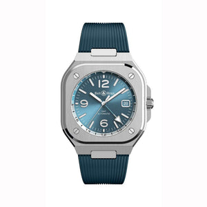 Bell & Ross 柏萊士 BR-05 GMT 兩地時區 Sky Blue Rubber 天空藍機械腕錶 41mm BR05G-PB-ST/SRB - 新萬國鐘錶